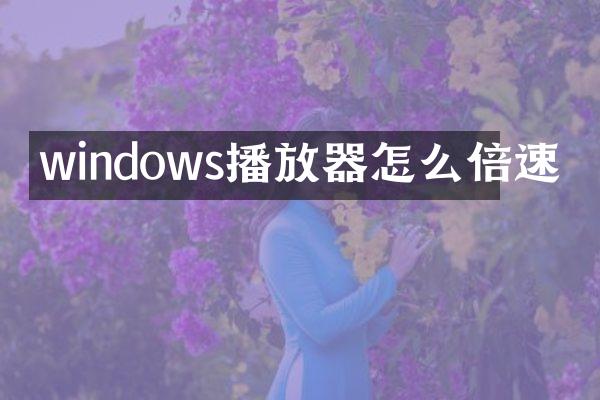 windows播放器怎么倍速
