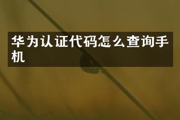 华为认证代码怎么查询手机