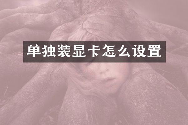 单独装显卡怎么设置