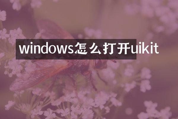 windows怎么打开uikit