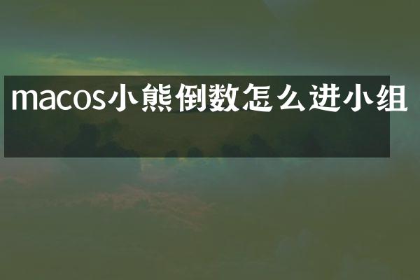 macos小熊倒数怎么进小组件