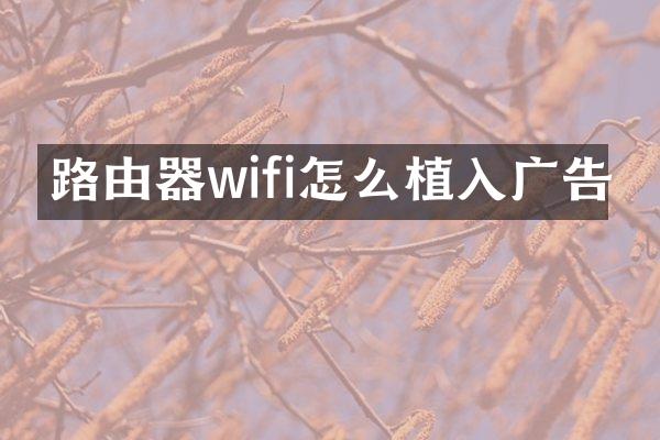 路由器wifi怎么植入广告