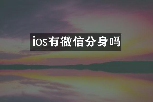 ios有微信分身吗