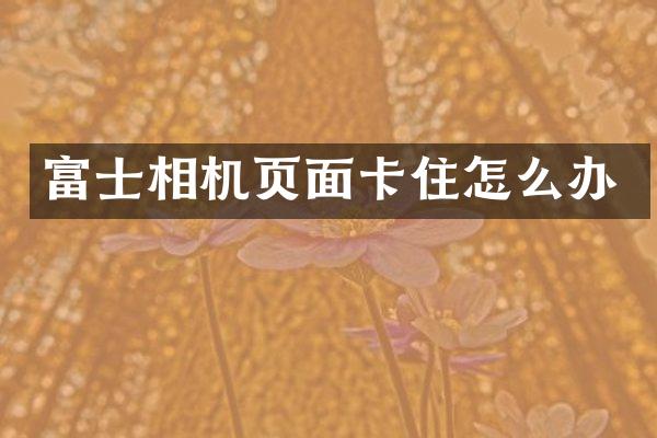 富士相机页面卡住怎么办