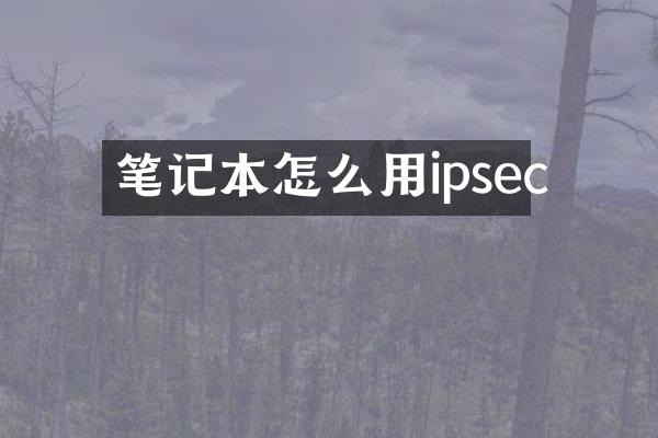 笔记本怎么用ipsec