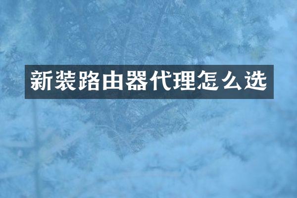 新装路由器代理怎么选