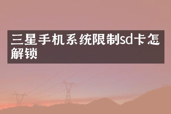 三星手机系统限制sd卡怎么解锁