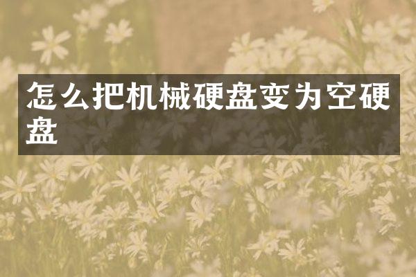 怎么把机械硬盘变为空硬盘
