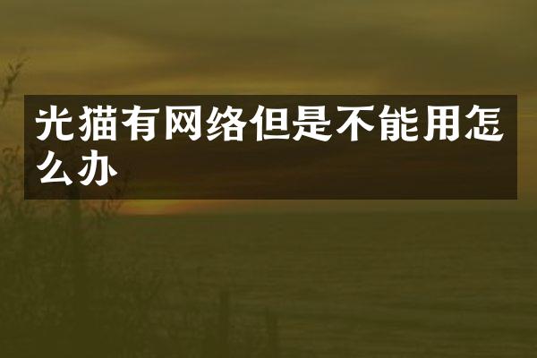 光猫有网络但是不能用怎么办
