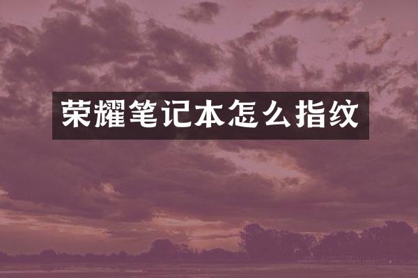 荣耀笔记本怎么指纹