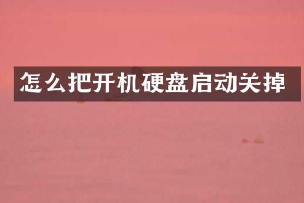 怎么把开机硬盘启动关掉