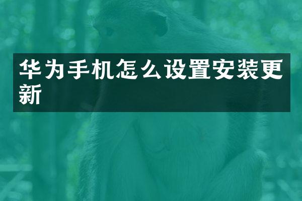 华为手机怎么设置安装更新