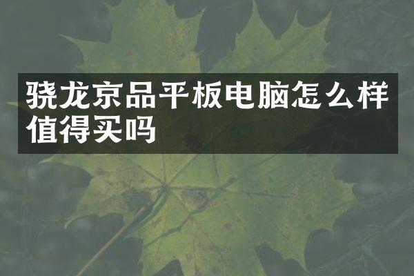 骁龙京品平板电脑怎么样值得买吗