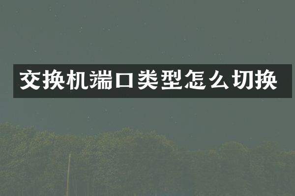 交换机端口类型怎么切换