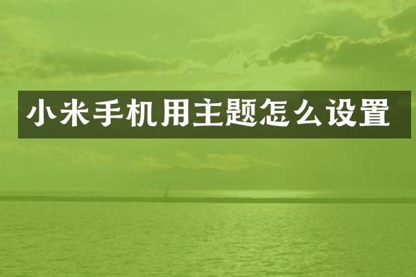 小米手机用主题怎么设置