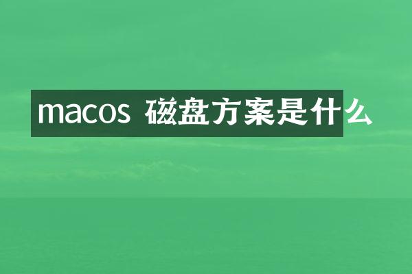 macos 磁盘方案是什么