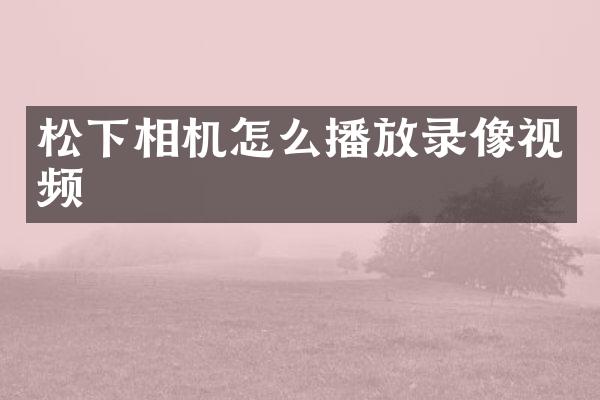 松下相机怎么播放录像视频