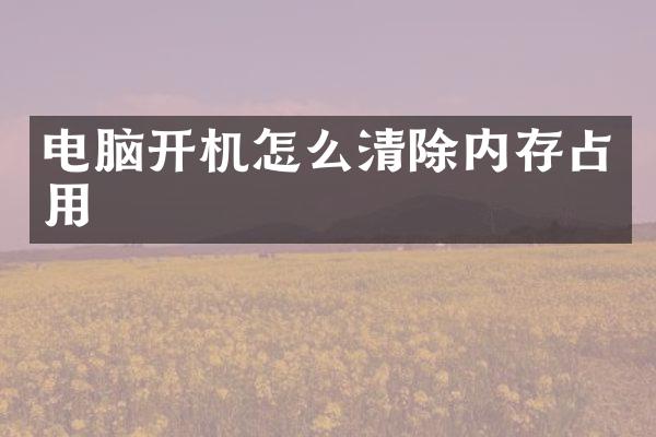 电脑开机怎么清除内存占用