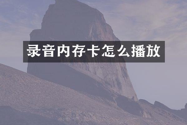 录音内存卡怎么播放