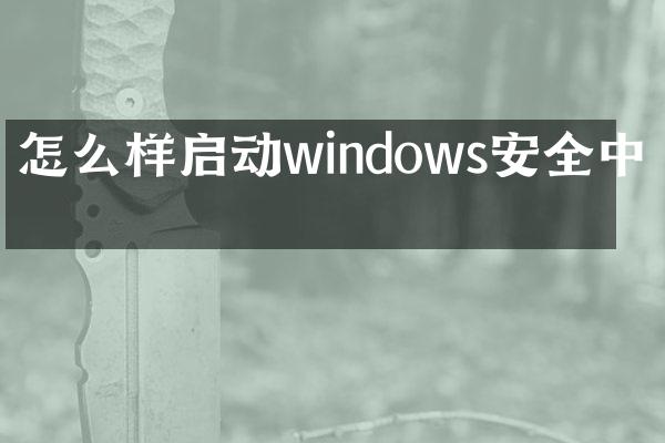 怎么样启动windows安全中心