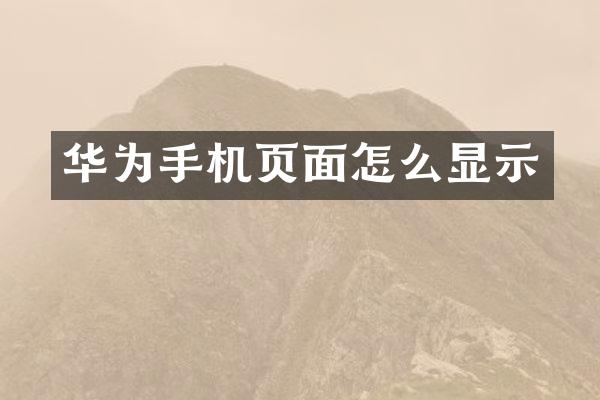 华为手机页面怎么显示