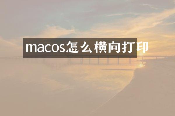 macos怎么横向打印