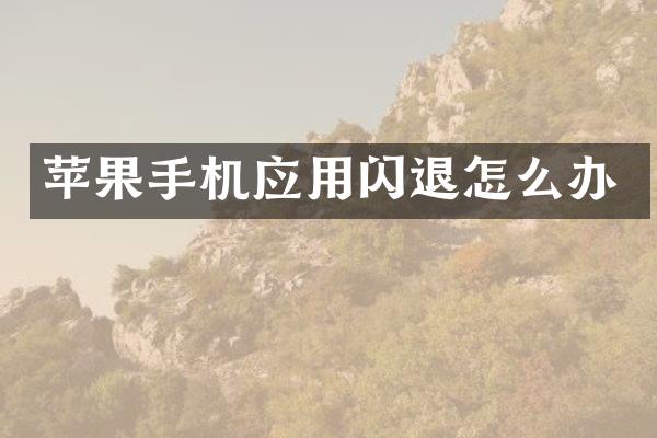 苹果手机应用闪退怎么办