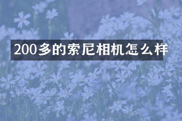 200多的索尼相机怎么样