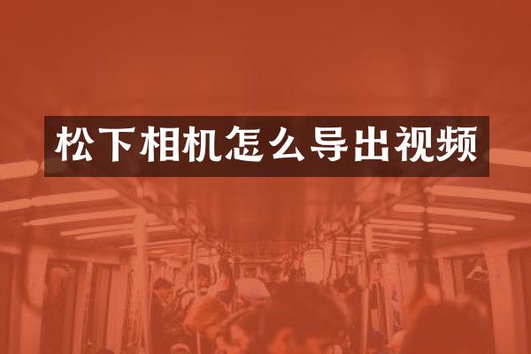 松下相机怎么导出视频
