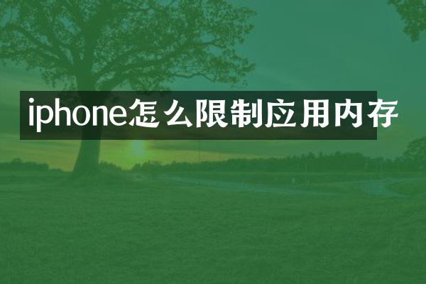 iphone怎么限制应用内存
