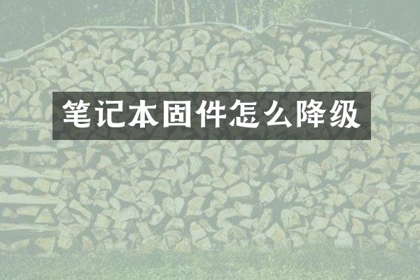 笔记本固件怎么降级