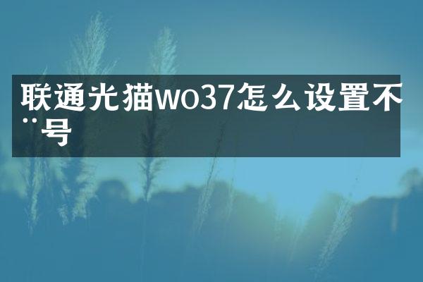 联通光猫wo37怎么设置不拨号