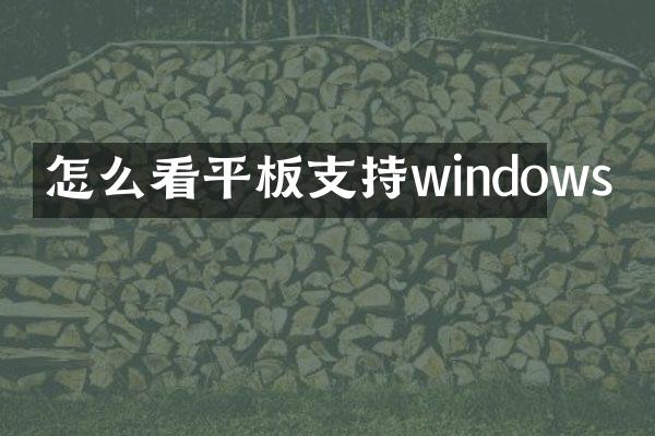 怎么看平板支持windows