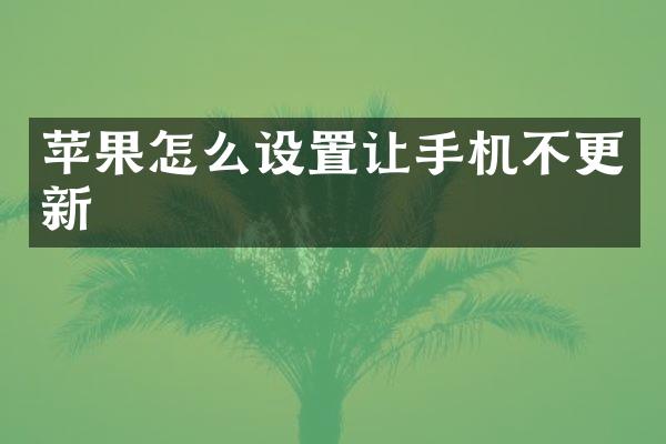 苹果怎么设置让手机不更新