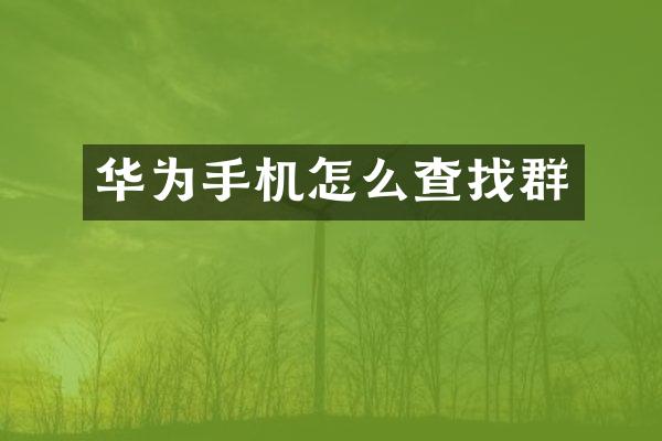 华为手机怎么查找群