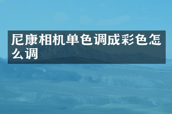 尼康相机单色调成彩色怎么调
