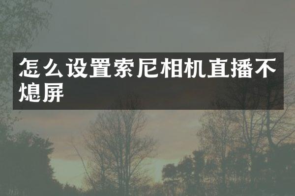 怎么设置索尼相机直播不熄屏
