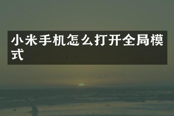 小米手机怎么打开全局模式