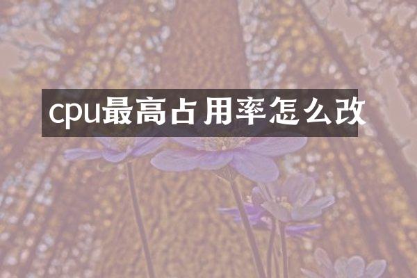 cpu最高占用率怎么改