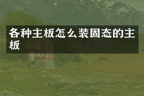各种主板怎么装固态的主板