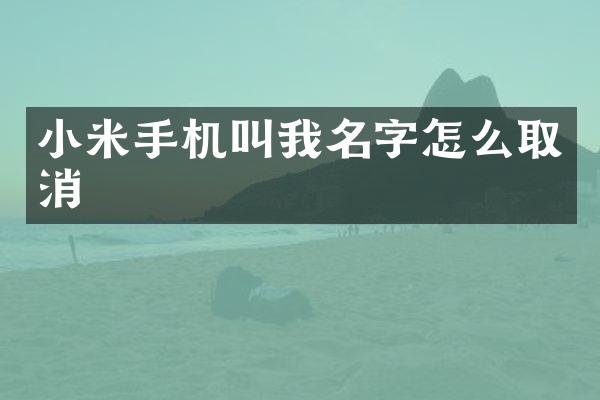 小米手机叫我名字怎么取消