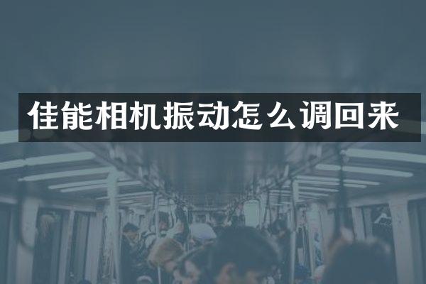 佳能相机振动怎么调回来