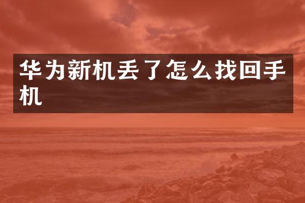 华为新机丢了怎么找回手机