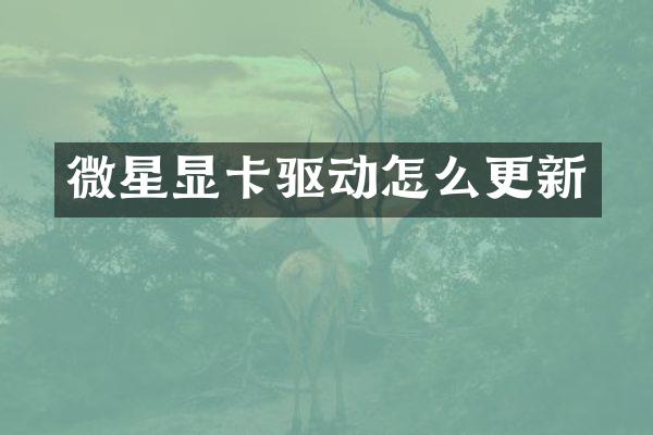 微星显卡驱动怎么更新