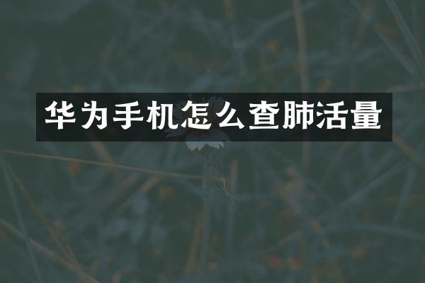 华为手机怎么查肺活量