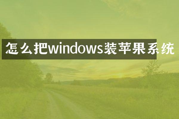 怎么把windows装苹果系统