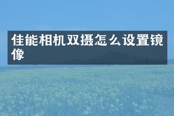 佳能相机双摄怎么设置镜像