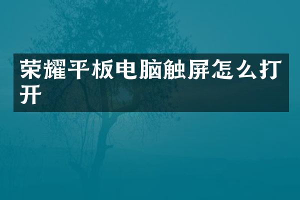 荣耀平板电脑触屏怎么打开