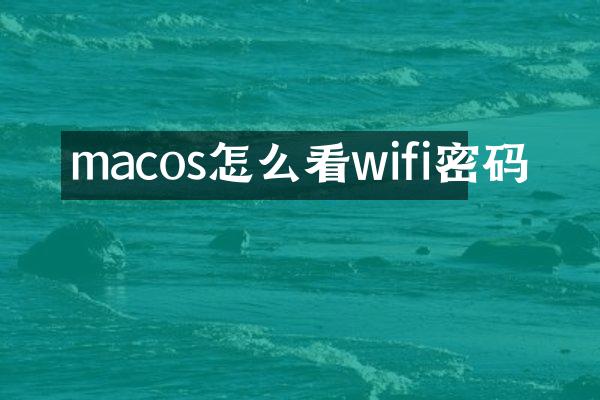 macos怎么看wifi密码