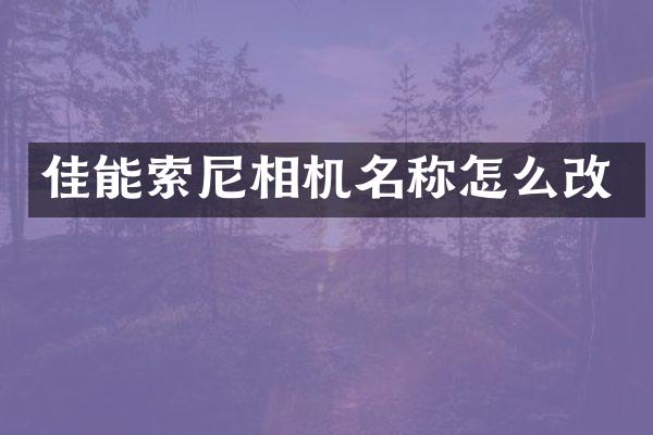 佳能索尼相机名称怎么改
